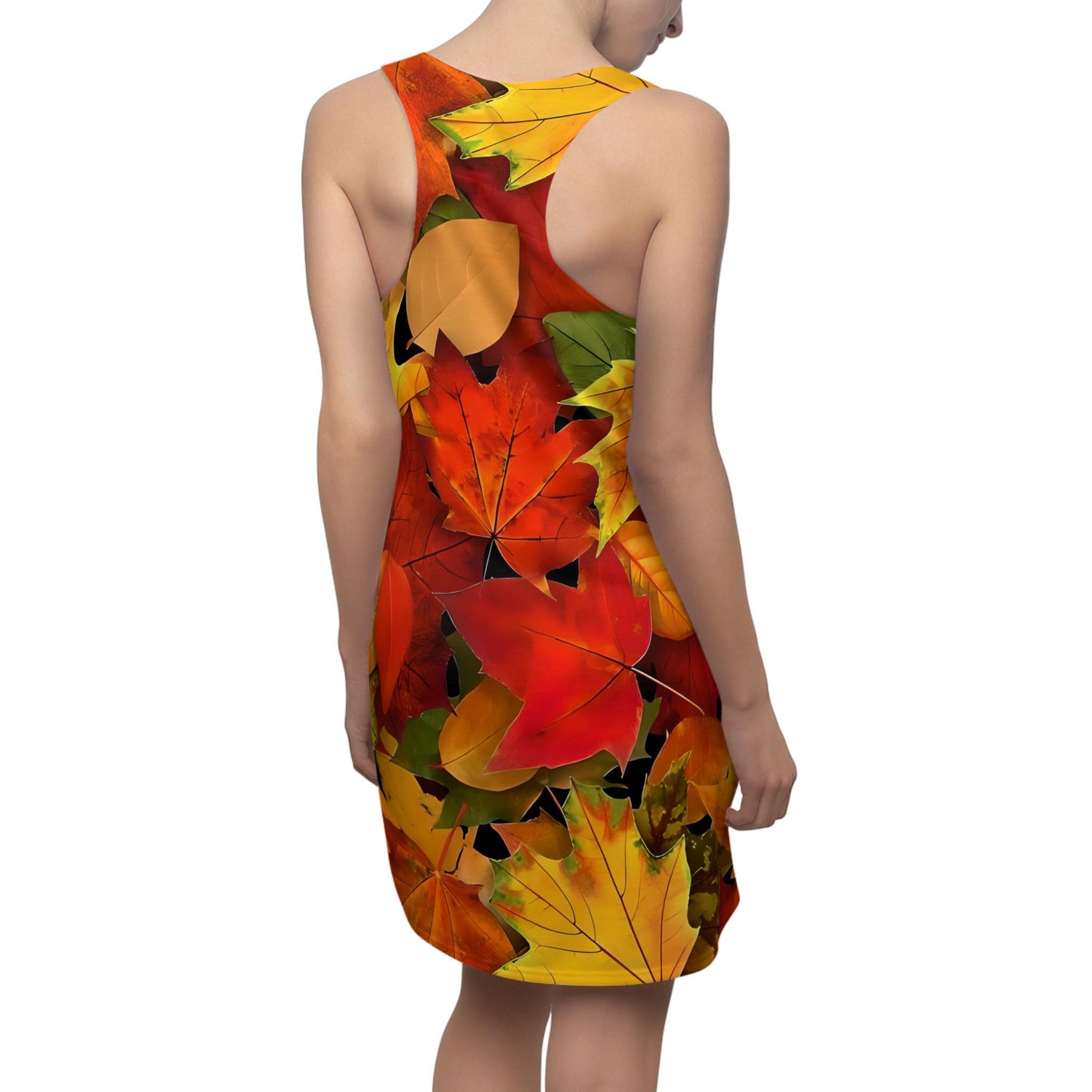 Autumn Leaves Women's Cut and Sew Racerback Dress, Perfect Gift for Her.