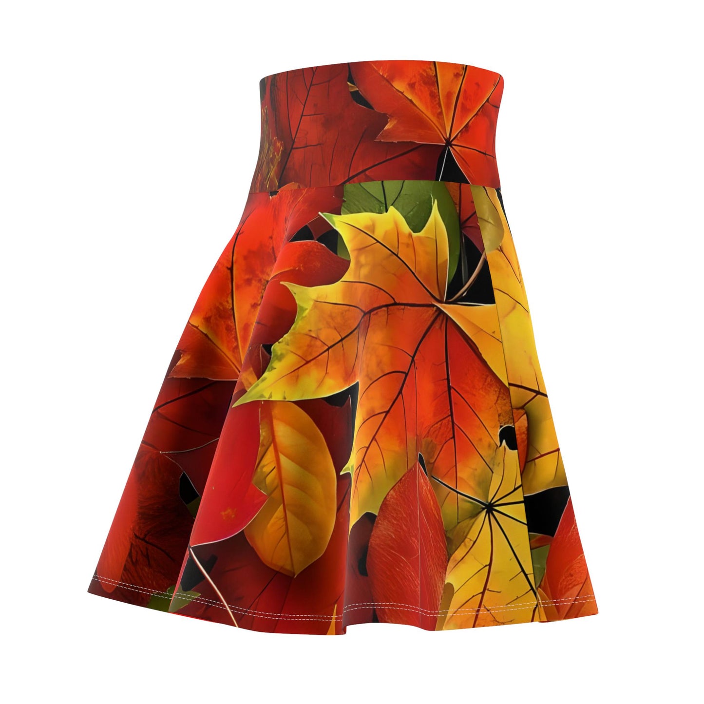 Autumn Leaves Women's Skater Skirt | A-Line Mini Skirt |Autumn Leaves Print | High-Waisted Skirt | Flirty & Fun.