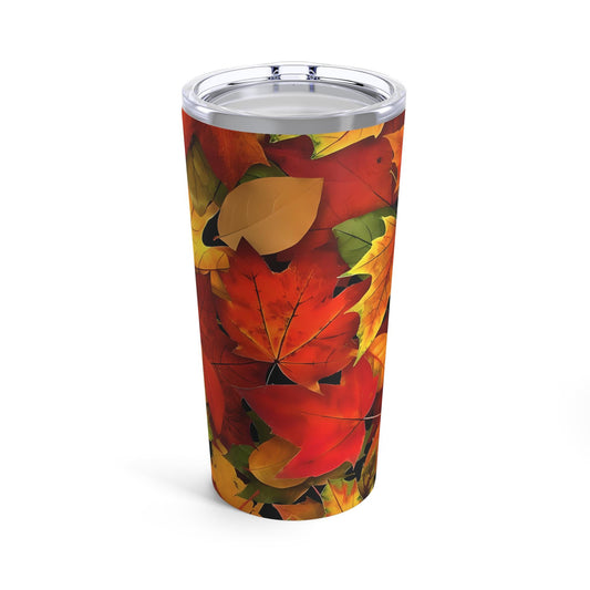 Autumn Leaves Tumbler, Colorful Watercolor Art, Unique Kitchen Decor Gift, Trendy Present, 20oz Cup