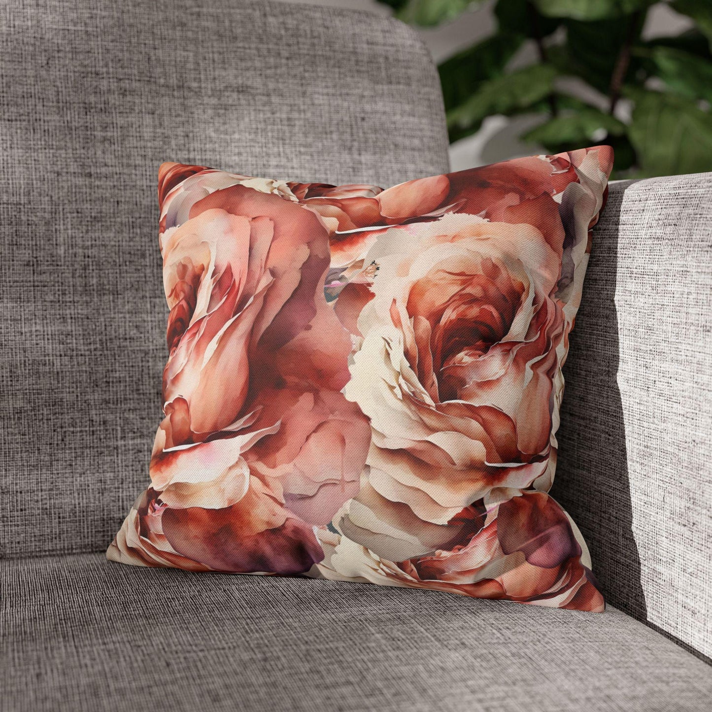 Rose Buquet Floral Square Pillowcase, Gift for Her, Home Decor, Throw Pillow Cover, Bedroom Decor, Bohemian Pillow Sham.