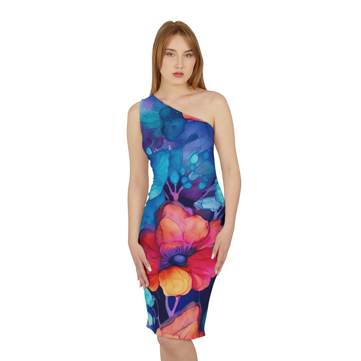 Floral Shoulder Dress - Elegant and Chic | Perfect for Summer Events | Comfortable and Flattering Fit | Trendy Floral Pattern.