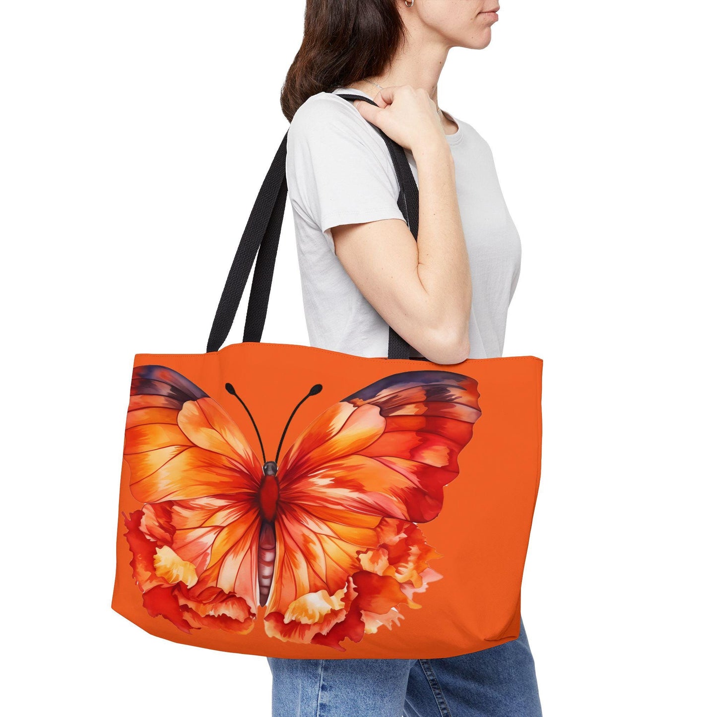 Butterflies Tote Bag, Botanical Weekend Bag, Large Carryall Purse, Canvas Beach Bag, Boho Shopping Tote. Gift for her.