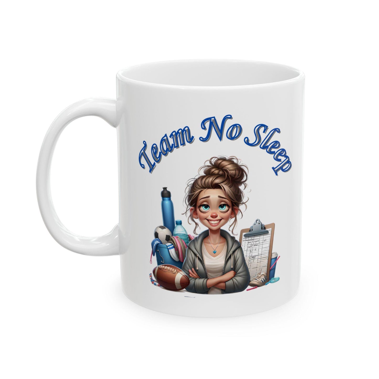 Team No Sleep Ceramic Mug, (11oz, 15oz). Ideal Gift for Mom.