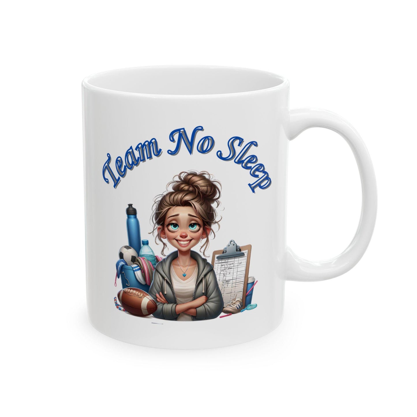 Team No Sleep Ceramic Mug, (11oz, 15oz). Ideal Gift for Mom.