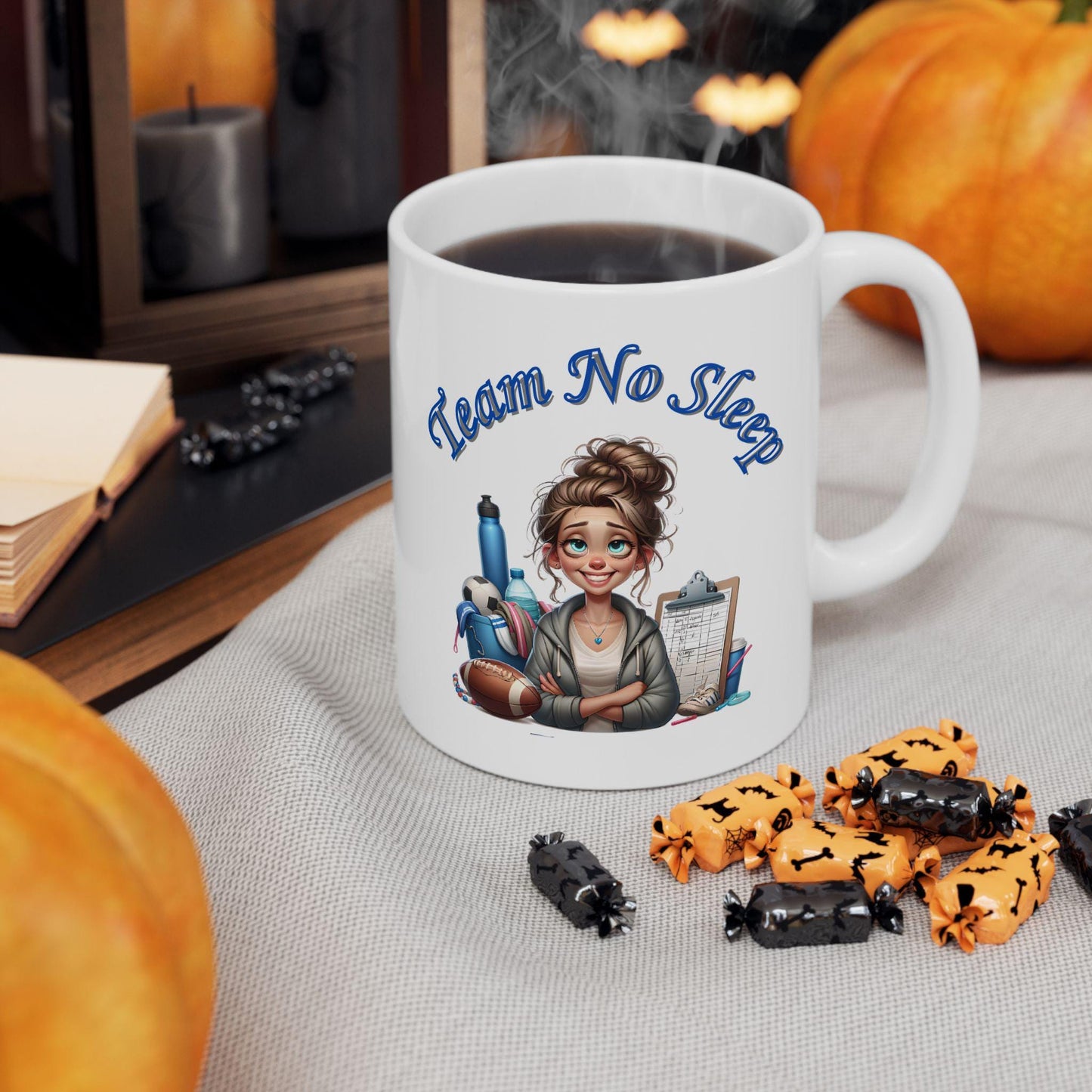 Team No Sleep Ceramic Mug, (11oz, 15oz). Ideal Gift for Mom.