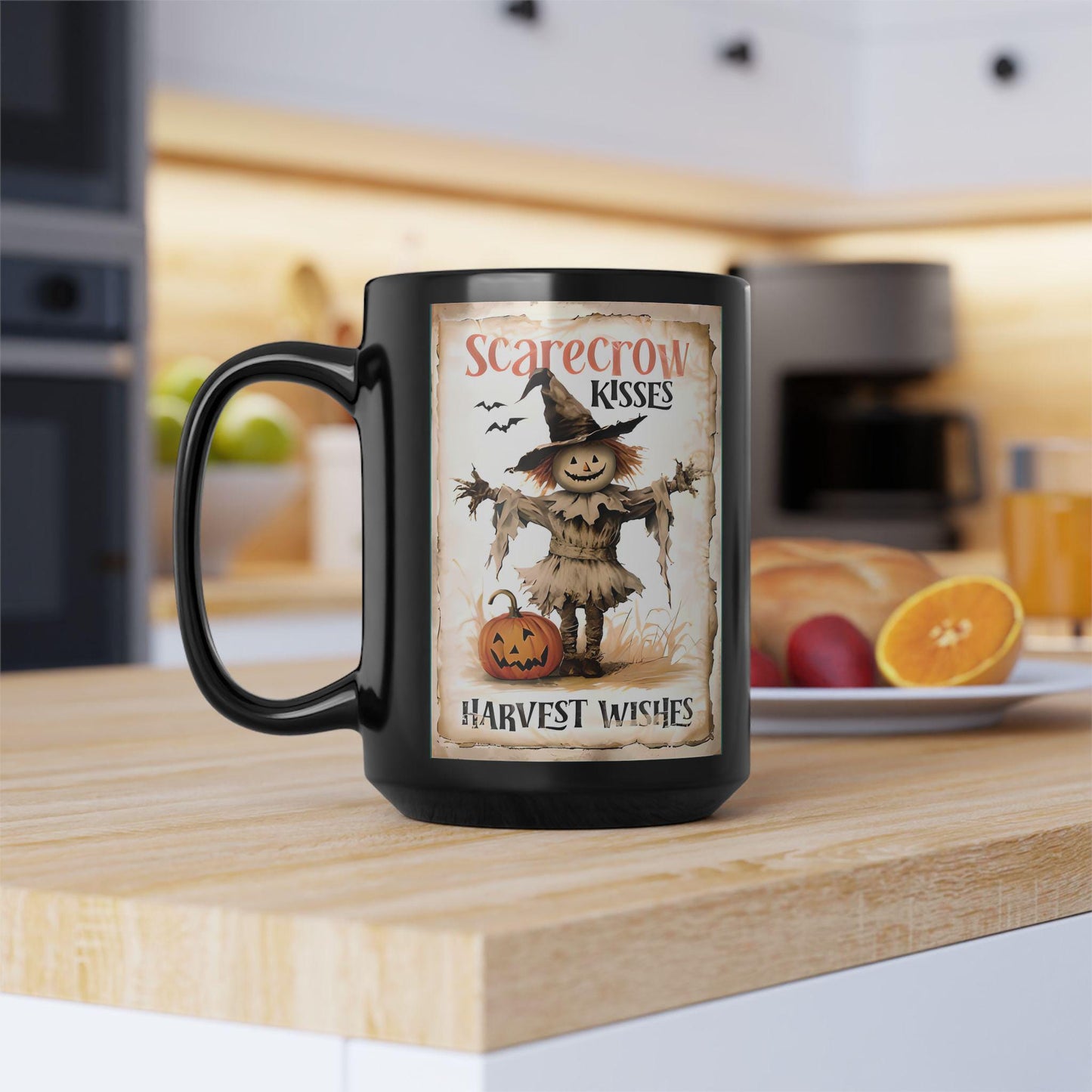 Scarecrow Kisses Harvest Wishes Halloween Mug, Halloween Lover Gift, Halloween Gift, Teacher Gift, Halloween Decor.